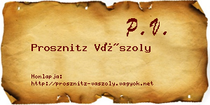Prosznitz Vászoly névjegykártya
